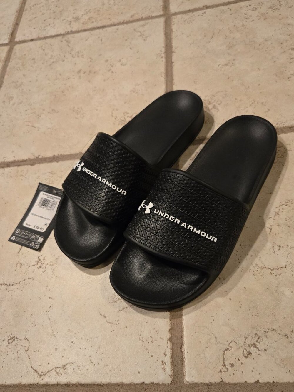 Brand New Under Armour ARMR Slide Men's White/Black Size 9 Shoes